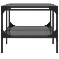 Salontafel met zwart glazen blad 98,5x50x45 cm staal - thumbnail