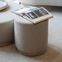 Eleonora Poef/Bijzettafel 'Avah' Bouclé, 41cm, kleur Taupe - thumbnail