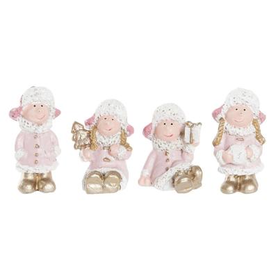 Kerstversiering DKD Home Decor Hars Engel (3,5 x 2,5 x 4 cm) (4 Stuks)