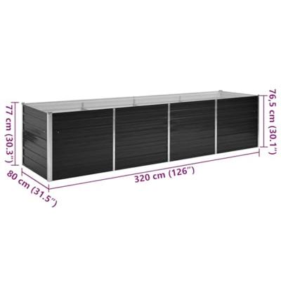 VidaXL Plantenbak verhoogd 320x80x77 cm gegalvaniseerd staal antraciet
