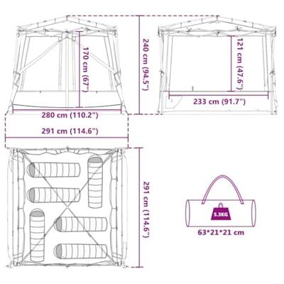Tent met dak Anders met luchtopening Blauw en Zwart 291 x 291 cm