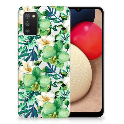 Samsung Galaxy A02s | TPU Case | Orchidee Groen Samsung Galaxy A02s | TPU Case | Orchidee Groen
