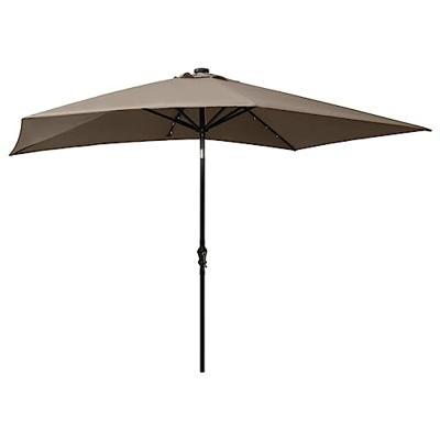 VidaXL Parasol met led's en stalen paal 2x3 m taupe VidaXL Parasol met led's en stalen paal 2x3 m taupe