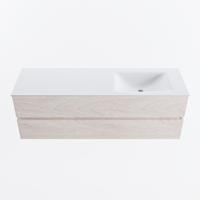 MONDIAZ VICA 150cm badmeubel onderkast Underlayment 2 lades. Wastafel CLOUD rechts zonder kraangat, kleur Talc. - thumbnail