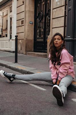 Colourful Rebel Janice Houndstooth Broek  Zwart Dames - Skinny Fit - Polyester