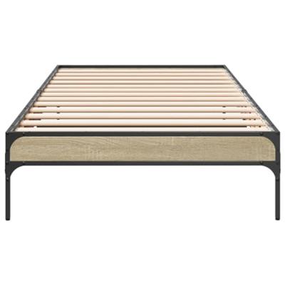 Bedframe bewerkt hout en metaal sonoma eikenkleurig 90x200 cm