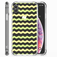 Apple iPhone X | Xs Doorzichtige Silicone Hoesje Waves Yellow - thumbnail