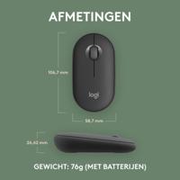 Logitech Pebble Mouse 2 M350s Muis Bluetooth Optisch Grafiet 3 Toetsen 400 dpi, 4000 dpi Geïntegreerd scrollwiel - thumbnail