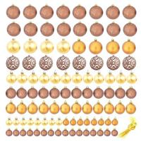 VidaXL 100-delige kerstballenset 3/4/6 cm bruin/bronskleur/goudkleurig - thumbnail
