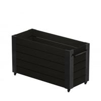 Zwarte Grote Hoge Plantenbak Cubic Op Wielen - thumbnail