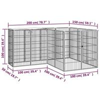 Hondenkennel 14 panelen 50 x 100 cm gepoedercoat staal zwart - thumbnail