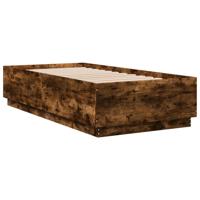 Bedframe LED-verlichting bewerkt hout gerookt eiken 75x190 cm - thumbnail