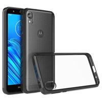 Voor Motorola Moto E6 Krasbestendige TPU + Acryl Beschermhoes (Zwart) - thumbnail