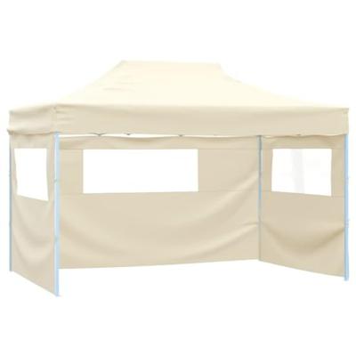Partytent met 4 zijwanden inklapbaar 3x4 m staal crme - thumbnail