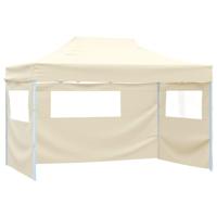 Partytent met 4 zijwanden inklapbaar 3x4 m staal crme - thumbnail