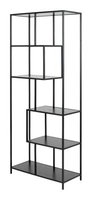 Boekenkast Jaxx - zwart - 185x77x35 cm - Leen Bakker