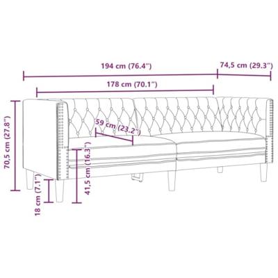 3-delige Loungeset Chesterfield-stijl kunstleer bruin - thumbnail