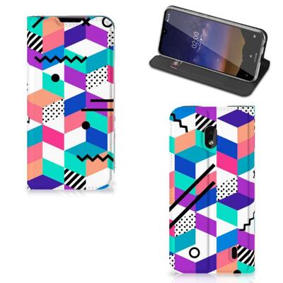 Nokia 2.2 Stand Case Blokken Kleurrijk Nokia 2.2 Stand Case Blokken Kleurrijk