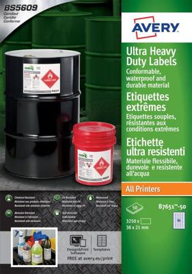 Etiket avery b7651-50 38x21mm polyester wit 3250st | 5 stuks Etiket avery b7651-50 38x21mm polyester wit 3250st | 5 stuks