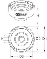 3/4-sleufmoersleutel met 4 pennen voor Scania, binnentap Ø 58 mm KS Tools 460.1515 - thumbnail