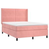Boxspring met matras en LED fluweel roze 140x190 cm - thumbnail