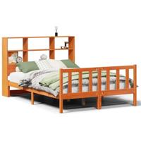 Bed met boekenkast zonder matras grenenhout wasbruin 120x190 cm - thumbnail
