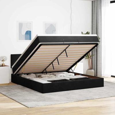 Ottoman bed met matras 160x200cm fluweel zwart