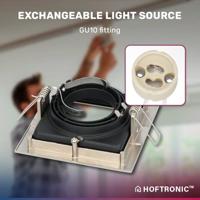 Set van 3 Durham smart inbouwspots vierkant - Wifi + Bluetooth - RGBWW - GU10 - Kantelbaar - Google Home, Amazon Alexa en Siri - IP20 voor binnen - RVS - Verzonken - thumbnail