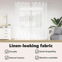 Voile Gordijn met gordijnen 2 pcs Wit 260 x 140 cm Polyester - thumbnail