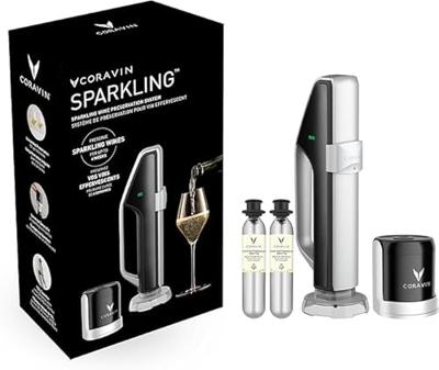 Coravin Sparkling wijnbewaarsysteem - inclusief charger, 2 CO₂-capsules, stopper & flessenhoes - behoudt bubbels tot 4 weken