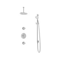 Hotbath Buddy - Inbouw Regendoucheset - 2 Stopkranen - Thermostatisch - Plafondbuis 15 cm - Hoofddouche 200 mm - Ronde Handdouche 3 Standen - Glijstang 900 mm - Waterbesparend - V01 - thumbnail