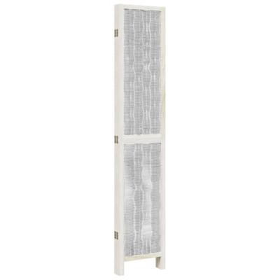 Kamerscherm met 5 panelen massief paulowniahout wit