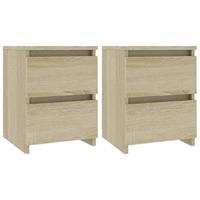 VidaXL Nachtkastjes 2 st 30x30x40 cm bewerkt hout sonoma eikenkleurig - thumbnail