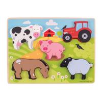 Bigjigs Houten puzzel boerderij, 5dlg. - thumbnail