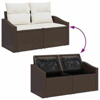 Tuinbankenset met opslag 10 pcs Bruin en Crème poly rattan - thumbnail