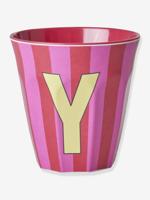 Gestreepte melamine beker LETTER Y rice, medium 250 ml meerkleurig - thumbnail