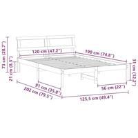Bedframe met hoofdeinde Wit 120 x 190 cm Massief grenenhout - thumbnail