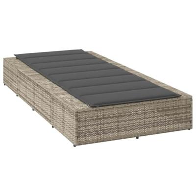 Ligbed met zwevend kussen poly rattan lichtgrijs