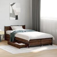 Bedframe met lades bewerkt hout bruin eikenkleur 75x190 cm - thumbnail