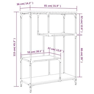 Boekenkast 81x36x115 cm bewerkt hout en staal bruin eikenkleur Boekenkast 81x36x115 cm bewerkt hout en staal bruin eikenkleur