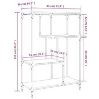Boekenkast 81x36x115 cm bewerkt hout en staal bruin eikenkleur - thumbnail