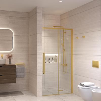 Nisdeur Sanivo Nova Soft Close 100x200 cm Geborsteld Messing Goud Helder Nano 8 mm