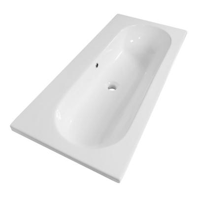 Brauer Moon Wastafel - 100 cm - met 1 Spoelbak en 0 Kraangaten - Keramiek Hoogglans Wit