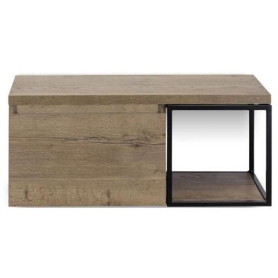 Frozen Badmeubelset 100 cm - Greeplijst in Kleur - Zwart Frame - Wastafelbovenblad Tabacco