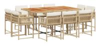 11-delige Tuinset met kussens poly rattan beige - thumbnail
