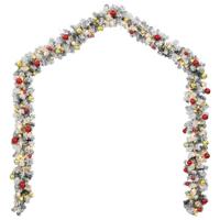 Kerstslinger met kerstballen en LED-lampjes 10 m PVC groen - thumbnail