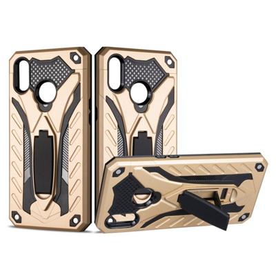 Voor OPPO Realme 3 schokbestendige TPU + PC beschermhoes met houder (goud)