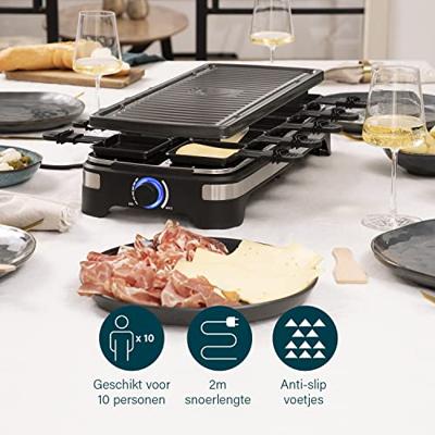 Princess 162650 Gourmetstel 10 pannen, Anti-aanbaklaag, Grillfunctie, Kabelgebonden, Controlelampje Zwart
