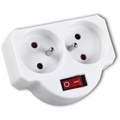 Verdeelstekker met Schakelaar - 3680W - 2 Stopcontacten - Mat Wit Kunststof