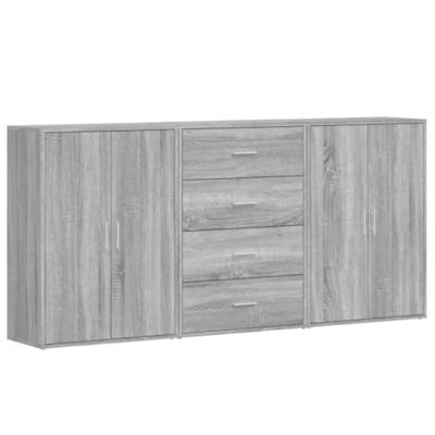 Dressoirs 3 st 60x31x84 cm bewerkt hout grijs sonoma eikenkleur